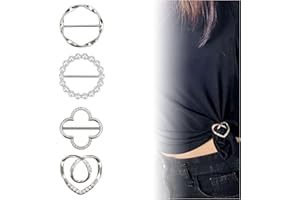LunarCharm 4 Stück Silber Damen Metall T Shirt Clip Strasssteine Schnalle Schal Ringschnalle Kleidungs Eckknopf Metall Kreis Clip Schnalle broschen für kleidung
