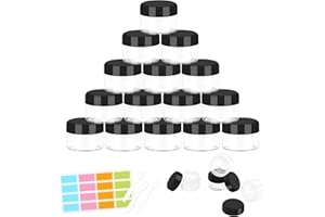 WUERQIE 15 Stück Döschen,20ml/20g Leerdose klarer Tiegel Probe Transparentes Cremeglas Kosmetikflaschenbehälter mit Schraubverschluss Reiseset,Verwendet für Lippenbalsam,Lotion,Creme,Pigmente(Schwarz)