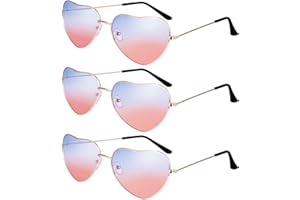 Heyu-Lotus 3 Stück Herz Sonnenbrille, Retro Party Brillen Weinsamkeit Hippie Gläser, Lustige Partybrillen 80er 90er Party Hippie Chic, Karneval Halloween Festival Accessoires, Geburtstagsparty