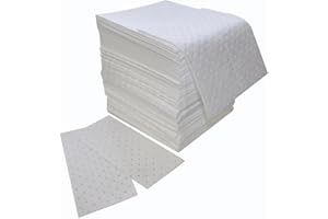 Vocpy 200 Premium Oil Absorbent Pads,50x40cm Spill Absorbent Pads, Automotive oil, hydraulic oil, diesel and gasoline,White General Purpose Absorbent Mat, for garage, workshop, kitchen