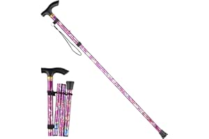 TIAMORPH Walking Stick,Easy Adjustable Height Folding Extendable Walking Sticks for Women & Men,Lightweight Disability Mobility Aids Folding Cane with Wrist Strap,Collapsible Walking Stick