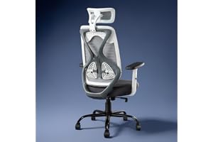 CELLBELL C190 Berlin Office Chair, High Back Mesh Ergonomic Home Office Desk Chair (Grey - White)