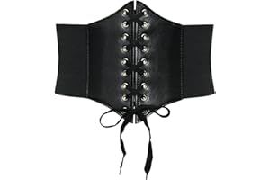 LICHUANUK Corsé con cordones para mujer, banda ancha elástica, cinturón de cintura de Waspie atado para mujer, para fiestas de Halloween y otros eventos, ideal para mujeres, negro