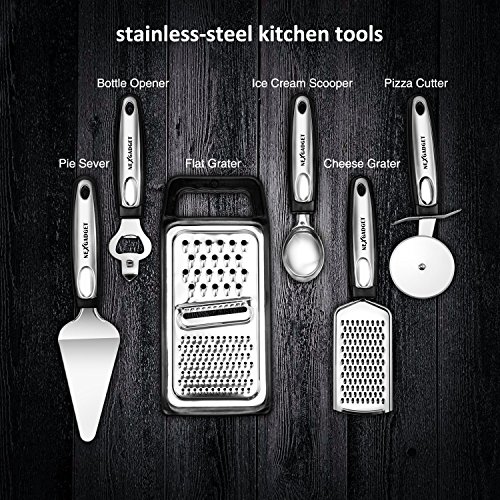 NexGadget Premium-25-Stücke Sets von Kochgeschirr mit Edelstahl und Nylon,Küchenhelfer-Set , Kochen Tools einschließlich Löffel, Turners, Tongs, Schneebesen , Dosenöffner, Schäler, Schaber, Messbecher und Löffel - 3
