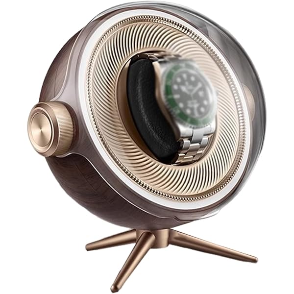 Remontoir Montre Automatique MOZSLY - Moteur Silencieux, 12 Modes, Cuir Orange