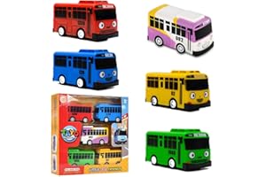 FCXVXCL 5PCS Alloy Diecast Bus Toy Vehicle Set with Box - Pull Back Friction Powered Mini Cars for City Play - Kids Model Car Gift