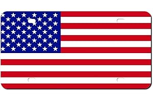 Higoss Marco de matrícula de la bandera de los Estados Unidos, marco de matrícula de metal de aluminio frontal para placa de matrícula de automóvil, marco decorativo de la cubierta de la placa de