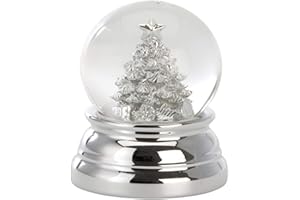 H.Bauer jun. Kleine versilberte Mini Glas Schnee-Kugel mit Tannenbaum Ø 5 cm - Chrismas Deko Schüttelkugel- Traumkugel für Winter & Weihnachten