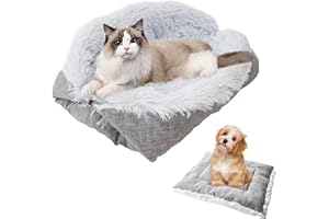 Aicharynic Cama Mullida para Gatos, 2 en 1 Sofá, Manta de Felpa Suave para Gatos y Perros Pequeños, Lavable, Cojín para Dormir (60 x 50 cm)