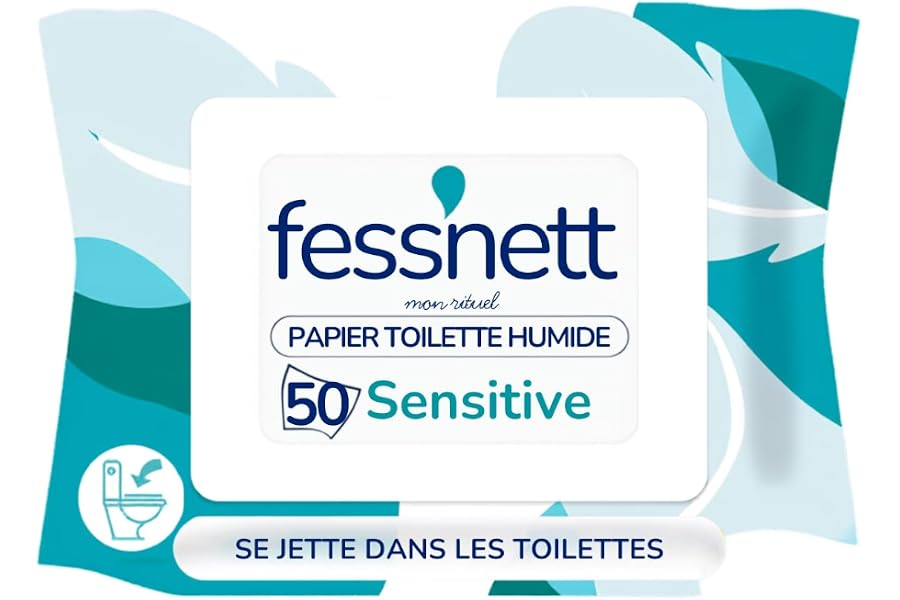 fess'nett - Les Essentiels - Sensitive - Feuilles de Papier Toilette Humide Jetable dans les Toilettes - Papier WC Humide - A
