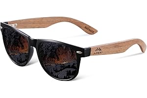 AMEXI Holz Sonnenbrillen Polarisierte Sonnenbrille,Herren Damen Polarisierte Sonnenbrille， UV400 Sonnenbrille/Der Rahmen der Brille ist aus Walnuss Holz