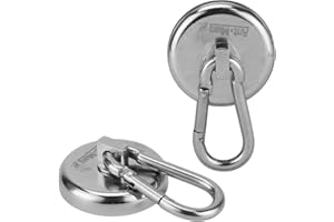 Ant Mag Magnetic Hooks 63KG (140LBS) Heavy Duty Neodymium Magnet with Swiveling Carabiner Magnet Snap Hook for Indoor/Outdoor Hanging Bag Kitchen Garage Magnet Type Cruise Ship Magnetic Hook