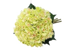 Tifuly Artificial Hydrangea Flower, 5 PCS Ramos de hortensias de Seda de Tallo Largo para Bodas, hogar, Hotel, decoración de Fiestas, centros de Mesa (Verde)