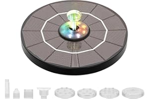 ‎FUERDICH 6 Sprüh Effekten Solar Springbrunnen Für Außen, Springbrunnen Solar, Solarbrunnen, Solar Brunnen Für Draussen, Solarspringbrunnen Aussen Für Garten, Teich, VogelBad, Wasserspiel (5.5W)