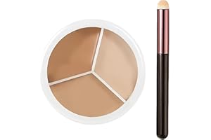 ZOEYSHINE 3 Colour Cream Concealer Palette Full Coverage Makeup with Precision Concealer Brush, Natural Blend Corrects Dark Circles Red Marks Scars, Waterproof Contour Palette