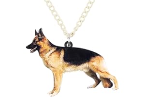 DOWAY Collar de pastor alemán de acrílico, colgante de perro, joyería de moda para mascotas para mujeres y niñas, regalos de fiesta