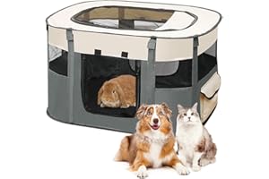 PEELANMALL Enclos pliable pour chiots et animaux - En tissu Oxford - Tente rectangulaire pour chiens lapins cochons d'Inde et chats - Pour l'intérieur ou l'extérieur - 70 x 55 x 40 cm - Gris