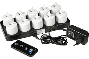 DUNI LED-set rörlig låga, uppladdningsbar, varm vit, 10 stycken 38 x Ø 36 mm 25 timmar