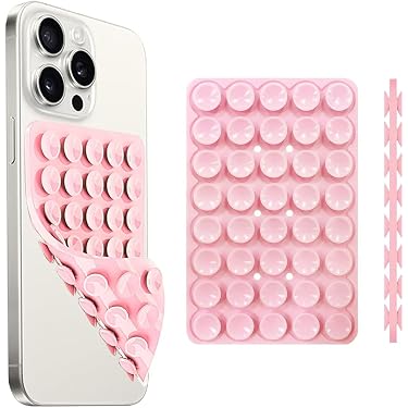 Coque Smartphone Avec Ventouse AEKZOX - Support Mains Libres Pour Douche, Miroir, Cuisine - Rose Clair