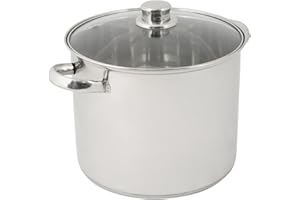 Crealys 502.383 Stock Pot 9 L 24 cm Diametro in Acciaio Inossidabile con Coperchio in Vetro