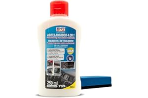 Enerfero renovador plasticos Coche -Limpieza Coche-Limpia salpicaderos Coche- Limpiador y Protector multifunción-Abrillantador de neumáticos 250 ml + Esponja Fórmula a Base de Agua