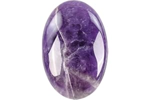 GEMMYDREAM 2.4'' Amethyst Healing Crystals Palm Stone Worry Stone, Natural Polished Stone for Massage, Reiki, Stress Relief, and Balancing Meditation Accessories