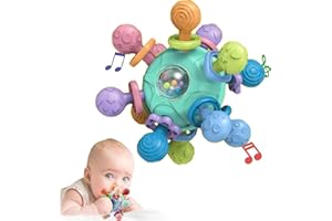 QXNDXQ Palla Dentizione Neonati Caucciu, Palla Sonaglio Neonato, Giochi Dentizione Neonato, Palla Sensoriale Neonati, Giochi Sonaglio Neonato 0 3 6 9 12 Mesi, Giocattoli Educativi per Bambini