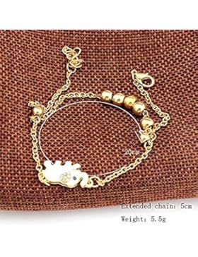 Elefant Fußkettchen Elegantes Goldenes Nettes Elefant mit Perlen Fußkette