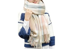 heekpek Grande Taille Femme Homme Echarpe Hiver Chaud en Cachemire Imitation Carreaux Doux écharpe épais Pull Châle Mode écharpe Fraîche Cadeau Unisexe Cadeau Noël