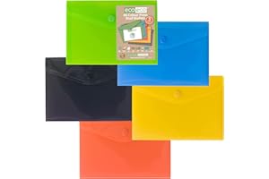 eco-eco A6 eco078, 50% Riciclata Colorei Assortiti Bottone a Pressione Portafogli (Confezione di 5)