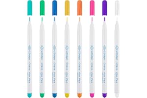 Uoww 8pcs Water Erasable Fabric Marking Pens, Water Soluble Pen, Auto-Vanishing Ink Trick Marker for Quilting, Sewing, DIY Cross Stitch, Dressmaking, 8 Color Temporary Fabric Marker