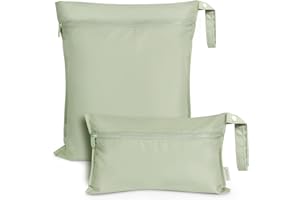 haakaa Waterproof Wet Bags for Baby Wet Dry Bags for Cloth Diaper, Swimsuit & Travel, 2pcs, Grass