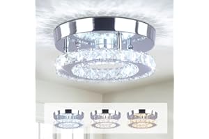 Cainjiazh Mini Crystal Chandelier Modern Led Chandelier Semi Flush Mount Crystal Lighting Ceiling Lamp for Bedrooms Dinning Rooms Hallway (Changeable 3 Colors)