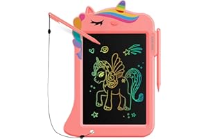 Genialba 8,8 Zoll Einhorn-LCD-Zeichentablett, Schreibtafel, Kleinkindspielzeug, Lernspielzeug, Geschenke zum Geburtstag, Weihnachten, Spielzeug,für 2 3 4 5 6 Jahre alte Jungen und Mädchen (Rosa)