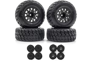 KLAPR 4Pcs 110mm 1/8 1/10 Short Course Truck Tire With 12mm 14mm 17mm Wheel Hex for TRAXXAS Slash ARRMA SENTON Vkar SCTX10 HPI RC Car (Color : Nero)
