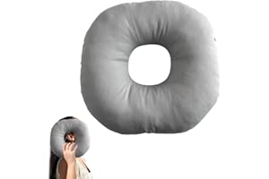 Mineup Ear Piercing Pillow, 11 Inch Piercing Pillow for Side Sleepers, Donut Pillow for Ear, O-Shaped Pillow, Ear Pillow with Hole for Piercing Aftercare, Releasing Ear Pain, Sleeping Guard(Grey)
