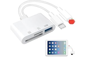 Menibeuty Pasar Fotos Camara Al Movil, Lector Tarjetas SD 3 en 2 para 1Phone/1Pad Lector de Tarjeta con SDS TF y USB Lectors de Tarjetas SD, Lectors Tarjeta para 1Phone 16/15/14 Ga1axy y Cámara