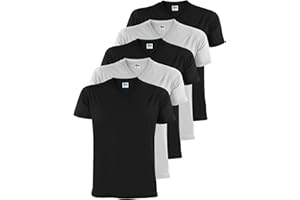 ALPIDEX T-Shirt Magliette da Uomo Confezione da 5 con Scollo a V - Taglie S M L XL XXL 3XL 4XL 5XL