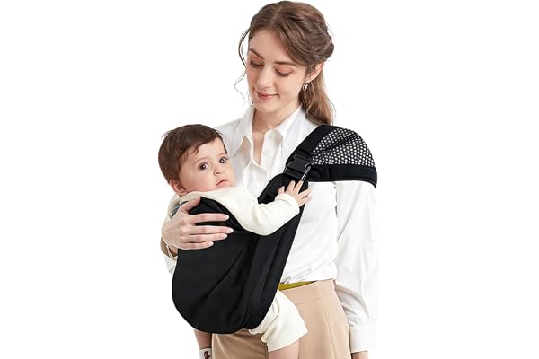 Mumgaroo Écharpe de Portage, Porte Bébé, Naissance Confortable en Coton Pour Nouveau-né Jusqu'à 15 kg, Design respirant et élargi pour plus de confort, pour Bebe de 0 à 36 mois (Noir)