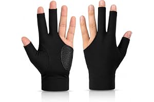 JBB Pool and Snooker Gloves Left Hand, Three Finger Billiard Gloves with Moistur-Wicking, Unisex Gloves with One Size that Fits Everyone (Black, 1 Pc)