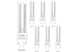 EXTRASTAR 2 Pines Bombillas LED PLC 2U, Tubo de 12W, Maiz G24, 1200Lm, Luz Fría 6500K, No regulable, Pack de 6