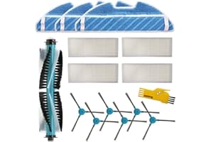 AOTENGOU Accesorio para Cecotec Conga 1490 1590 Robot Aspirador Repuestos Paquete de 1 Cepillo Principal, 4 filtros Hepa, 6 cepillos Laterales, 3 Trapos de fregona