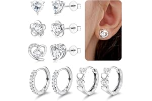 FIOROYAL 5 par 925 sterling silver plugg örhängen flickor kvinnor allergivänliga medicinska örhängen barn söta örhängen kreol