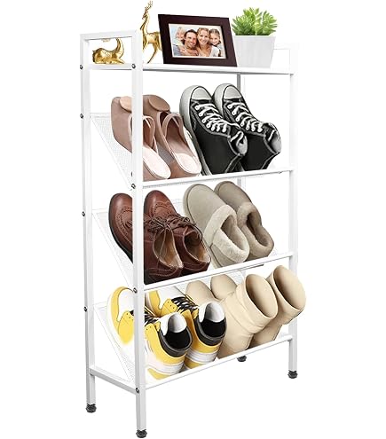YAMAZAKI Schuhregal Mit 4 Etagen – Schmal, Aus Stahl, 53x80 Cm, Minimalistisches Design