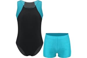 Sxiwei Kinder Turnanzug Jungen Gymnastik Trikot Tanzen Ballet Kleidung Set Ärmellos Trikotanzug mit Shorts Ballttkleidung