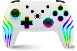 NITHO NEXUS Mando inalámbrico compatible con Switch/Switch 2/PC/Android/iOS, Gamepad con Giroscopio de 6 Ejes, luz LED RGB, Vibración Dual, Turbo, Joystick con Diseño Ergonómico - Blanco
