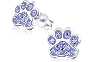 Laimons Dziewczęce kolczyki na sztyfcie psie łapy 9 mm błyszczące srebro wysokiej próby 92