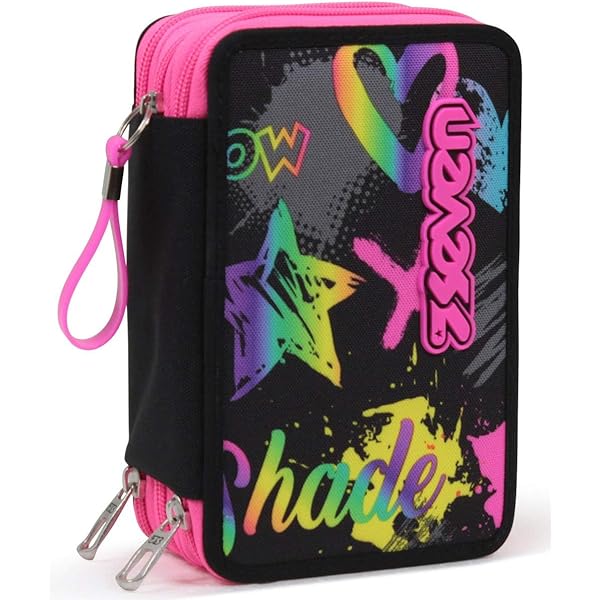 Seven Schooletui met 3 ritssluitingen, roze, etui, drievoudig met pennen, potloden, kleuren, accessoires, rugzak, basisschool, meisjes, Roze, modern