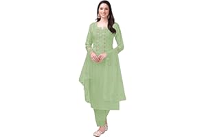 TRENDMALLS Women's Cotton Embroidery Salwar Suit Set Kurta Pant with Dupatta Kurta Set for Women