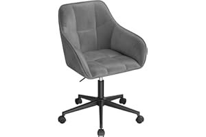 ‎WOLTU WOLTU BS145dgr Home Office Chair, Desk Chair, Swivel Chair, Makeup Chair, Height Adjustable, up to 150 kg, with Armrests, Velvet Seat, for Bedroom, Office, Living Room, Dark Grey + Black